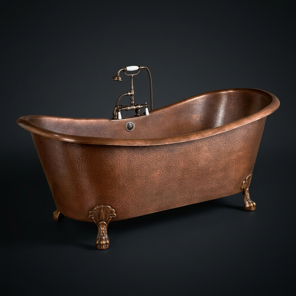 Hand-Hammered Copper Bathtub